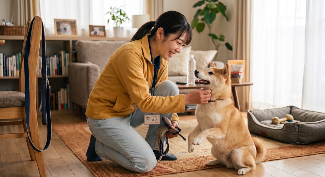 ペットシッターの訪問の様子